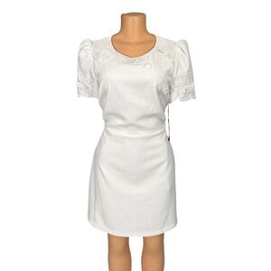 Vince Camuto Ivy Ivory White Floral Embroidered Puff Sleeve Dress‎ VC6M7442 12